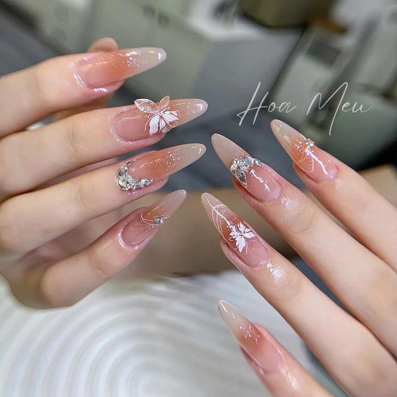 Sticker 5D Hình Bướm Hoa Nổi TL030 Hình Dán Móng Lụa Nổi Đính Đá Hàn Quốc Làm Nail Mẫu Mới Nữ Women