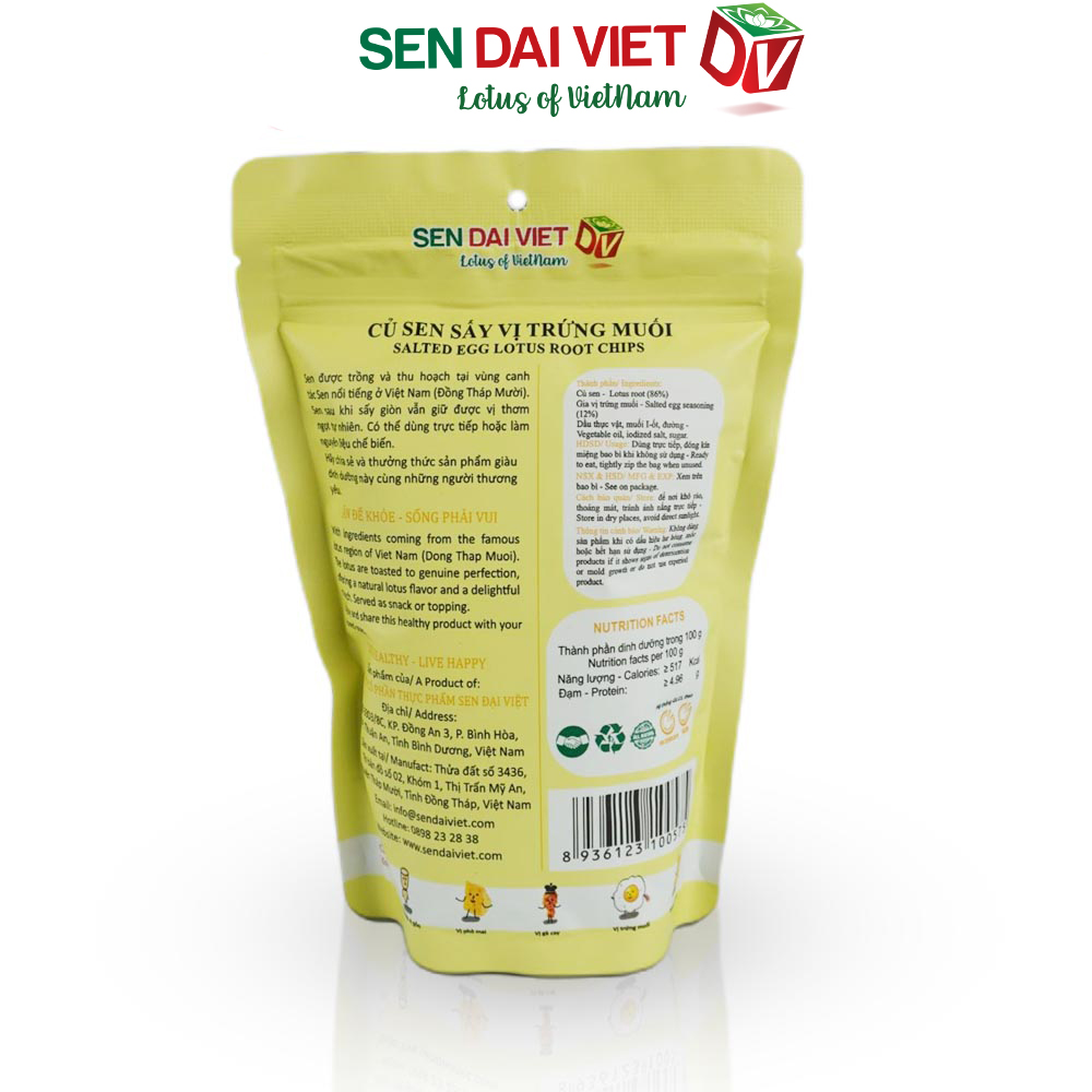 Củ Sen Sấy-Vị Nguyên vị, Trứng Muối, ĐV- Sen Đại Việt- 2 Gói- Gói 35g