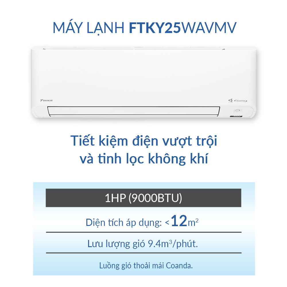 Máy lạnh Daikin Inverter 1 HP FTKY25WAVMV Mới 2022- Hàng chính hãng