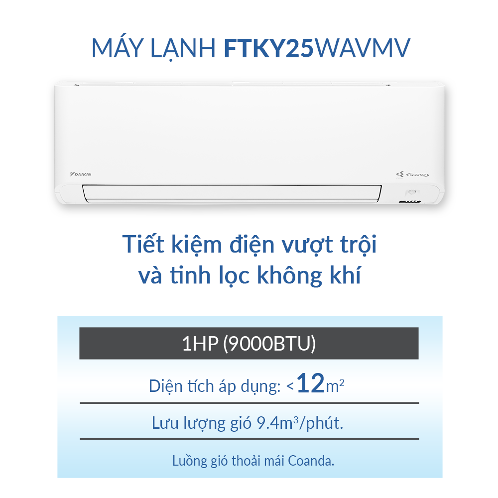 Hình ảnh Máy lạnh Daikin Inverter 1 HP FTKY25WAVMV Mới 2022- Hàng chính hãng( Chỉ giao HCM)