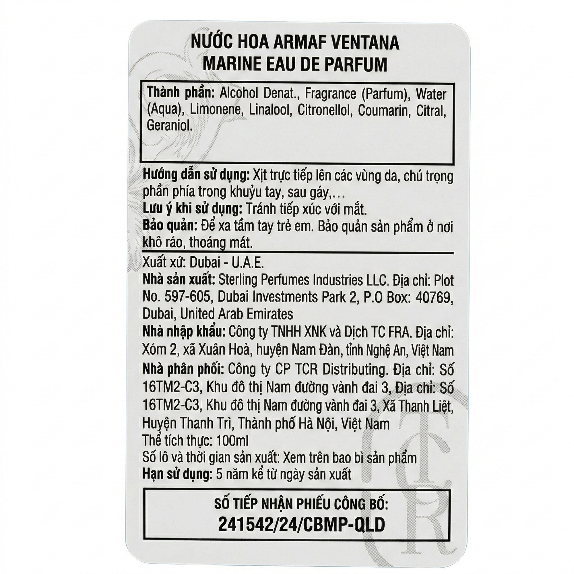 Nước hoa Armaf Ventana Marine (100ml) - Hàng chính hãng