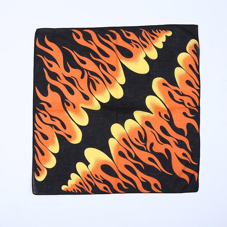 Bộ sưu tập khăn vuông bandana khăn hip hop ngọn lửa các loại (54x54cm) - BDN31 Lửa vàng đen