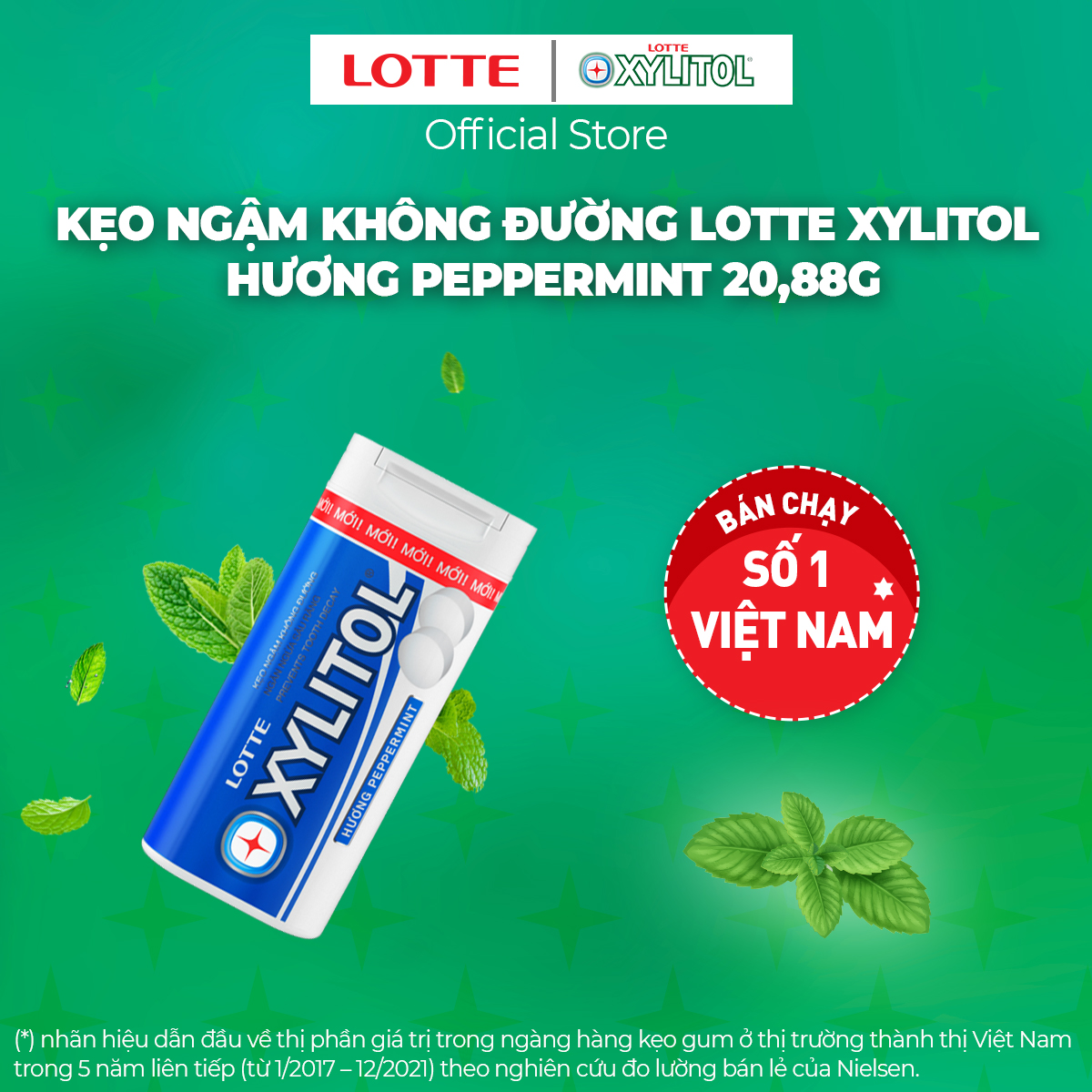 Kẹo ngậm không đường Lotte Xylitol - hương Peppermint 20,88 g