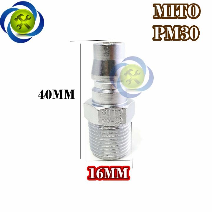 Đầu nối hơi ren ngoài 16mm Mito PM30 loại 3/8 PT