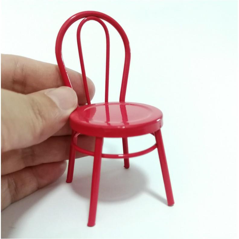 KHO-HN * Mô hình ghế đẩu có tựa lưng bằng sắt cho búp bê BJD, trang trí tiểu cảnh, DIY