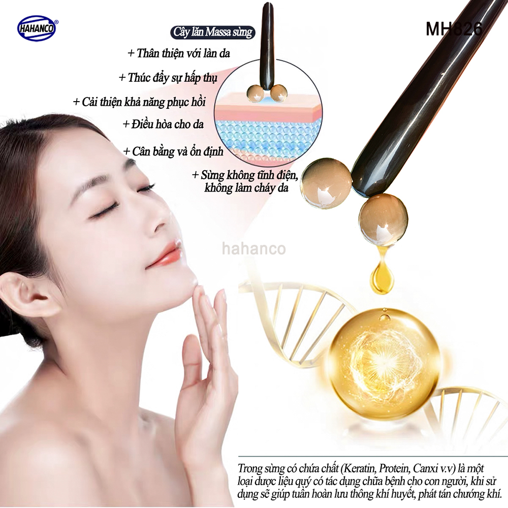 Cây lăn Massage 3D nâng cơ mặt và body bằng sừng /không tĩnh điện ️- MH826 - Chăm sóc sức khỏe