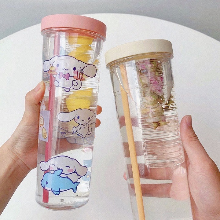 Bình Đựng Nước Có Nắp Kèm Ống Hút 700ml Với Lõi Lọc Siêu Tiện Lợi