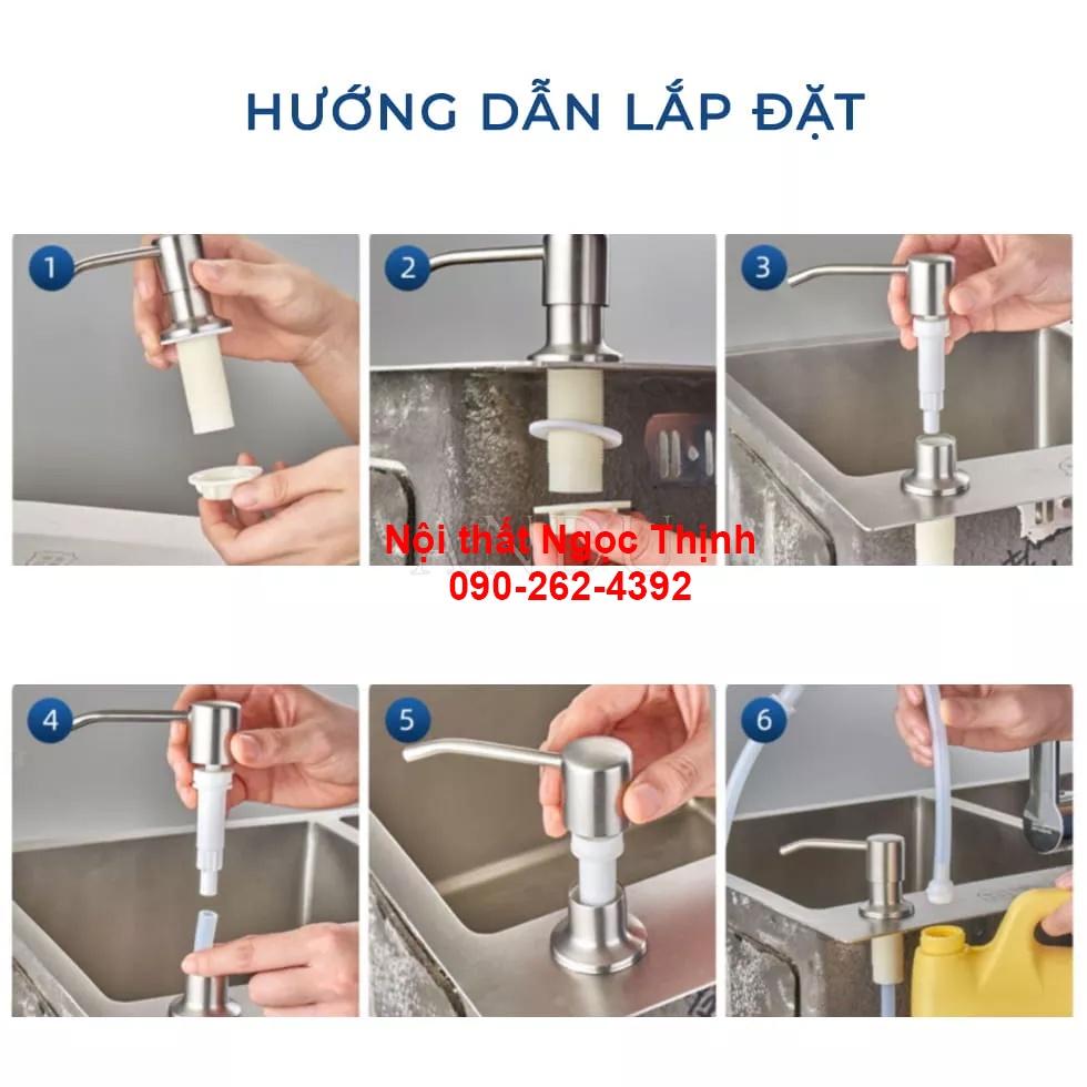 Bộ vòi bơm nước rửa chén - Đầu vòi tăng áp VTA-01 - vòi bơm gắn bồn rửa đầu nhấn hơi tiện lợi với ống dẫn silicon