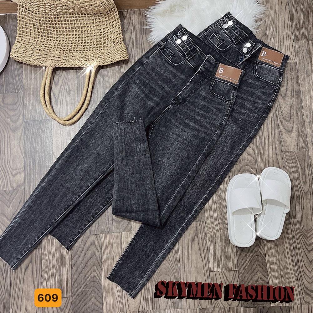 Quần jean nữ lưng cao dáng ôm chất jean cotton cao cấp co giãn mặc tôn dáng trẻ trung MS602