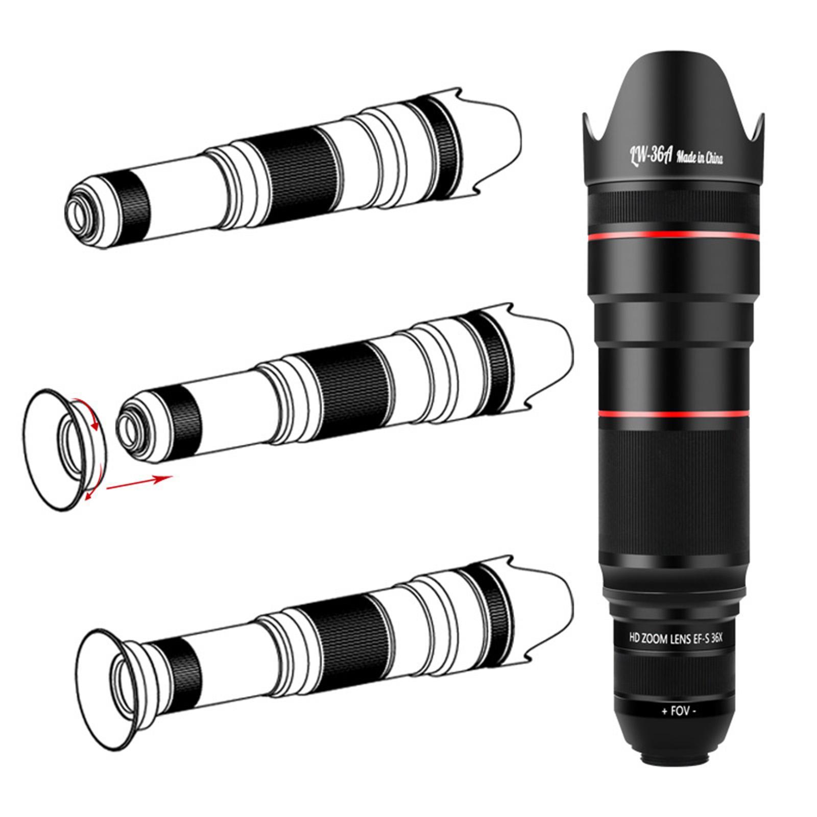 4K Telephoto  Phone Lens with Smartphone Tripod Holder