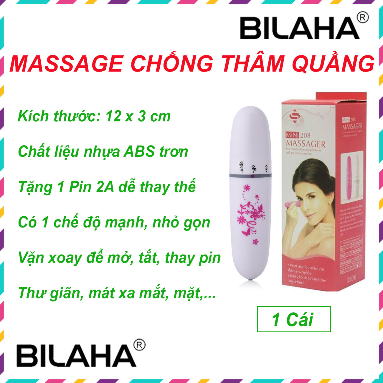 Massage Mắt Chiếc Bút Chống Thâm Quầng, Thư Giãn Mắt Mini (Video Demo) (Chọn Mẫu Ưa Thích) (Hàng Chính Hãng)