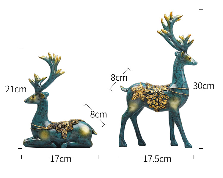Cặp Hươu Xanh trang Trí Phong Thủy Tài lộc