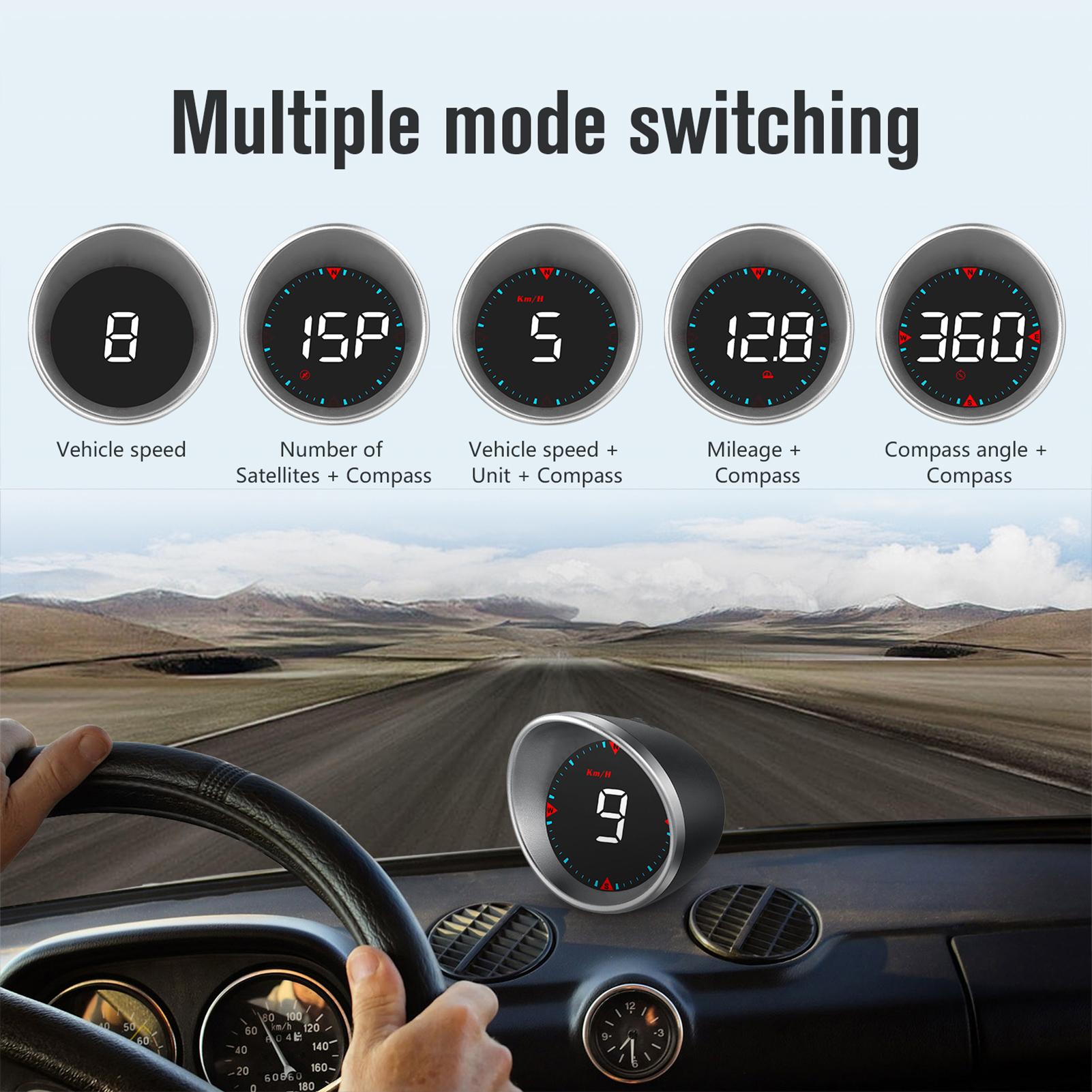 Car HUD Car Head-up Display Digital Speedometer Display Driving Mileage Compass Angle Overspeed Fatigue Driving Alarm