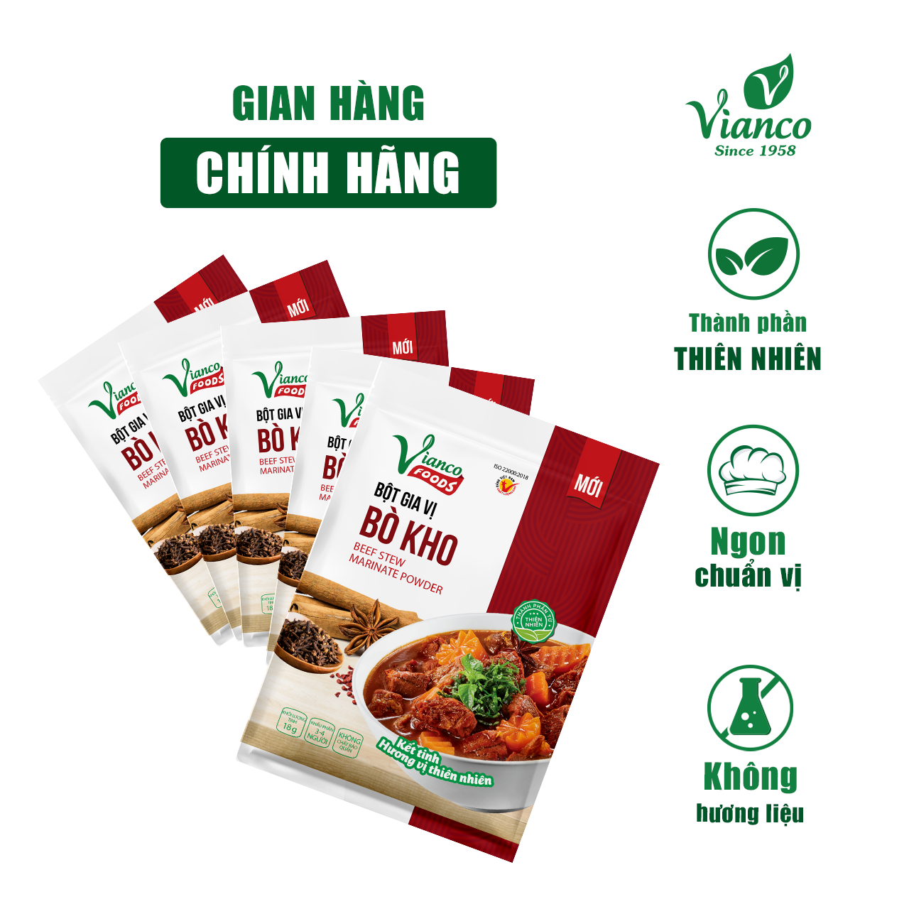 Combo 5 gói Gia Vị Bò Kho Bột Việt Ấn 18gr (18gr/gói)