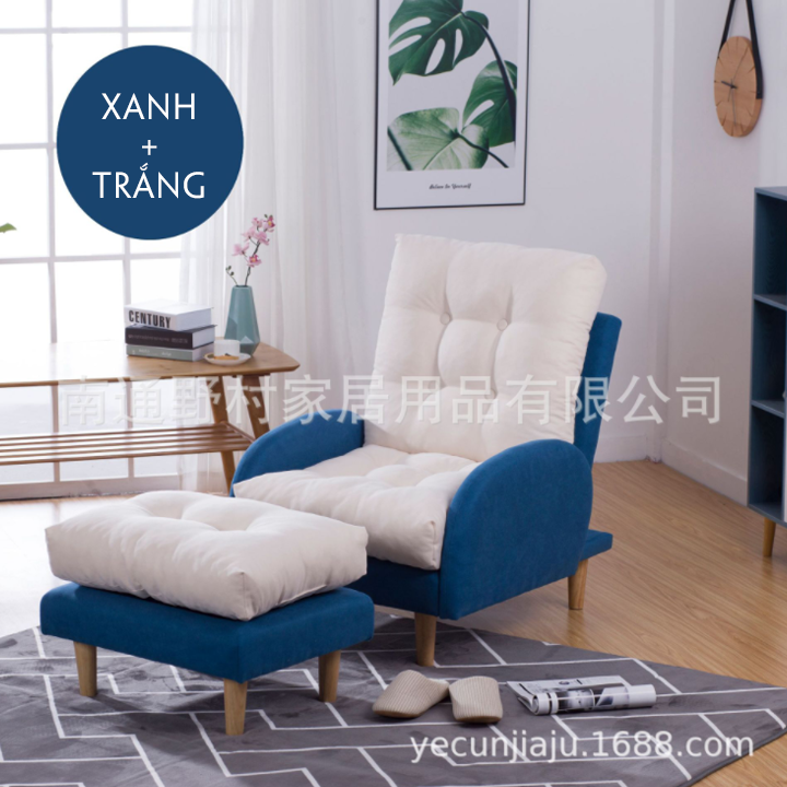 Ghế sofa lưng cao kèm đôn hiện đại , Sofa thư giãn phòng khách, phòng ngủ , phòng chờ, Bộ ghế Sofa decor cao cấp