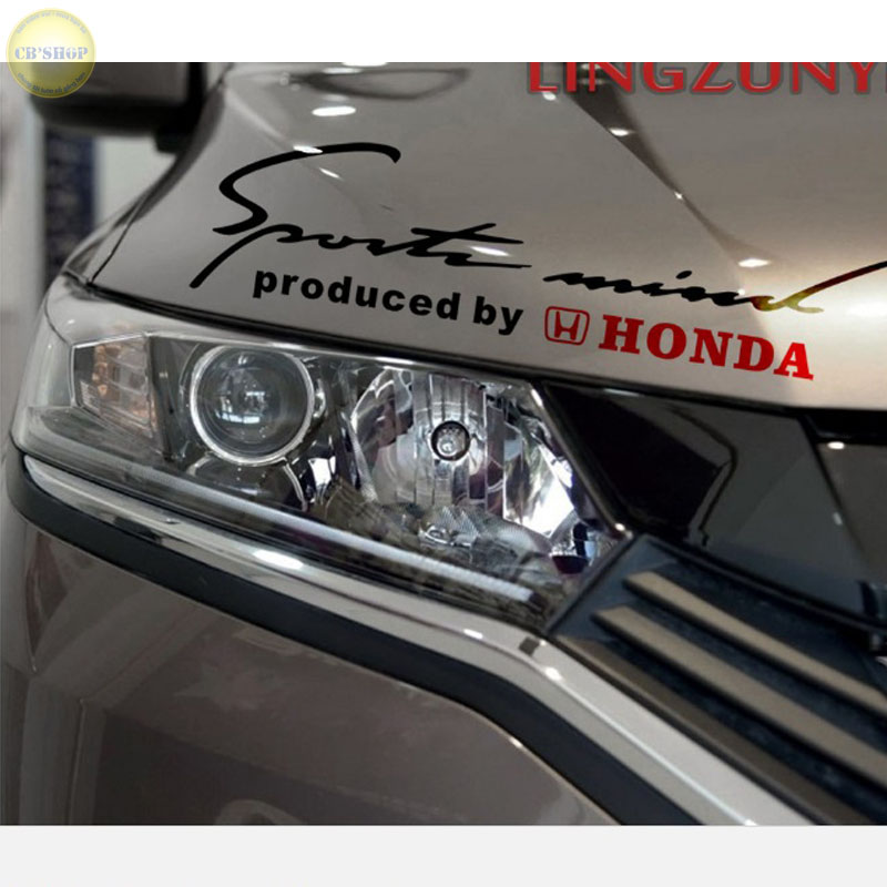 Tem decal chữ Sports mind produced by HONDA dán xe oto HONDA màu đen đỏ kt 30x8cm