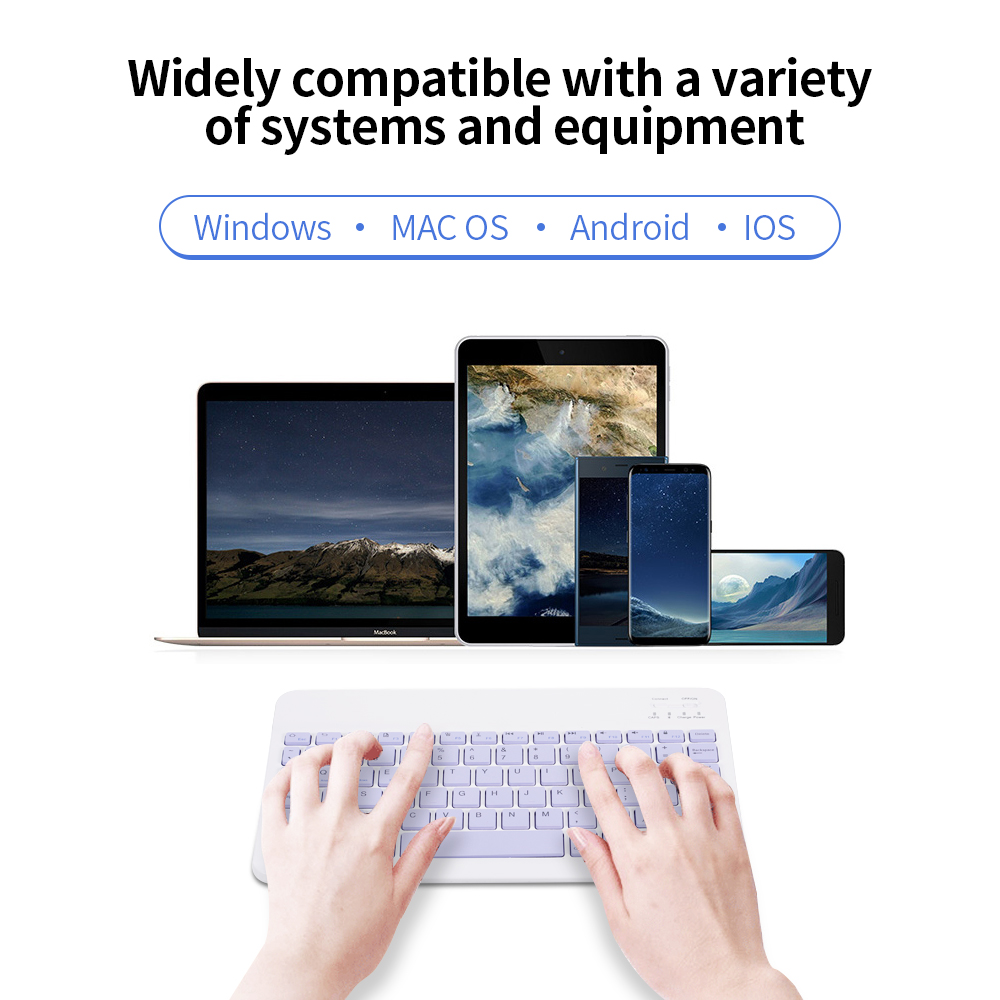 Bàn Phím BT Không Dây 10 Inch Có Thể Sạc Lại Nhiều Màu Sắc Cho Máy Tính Bảng Điện Thoại Di Động