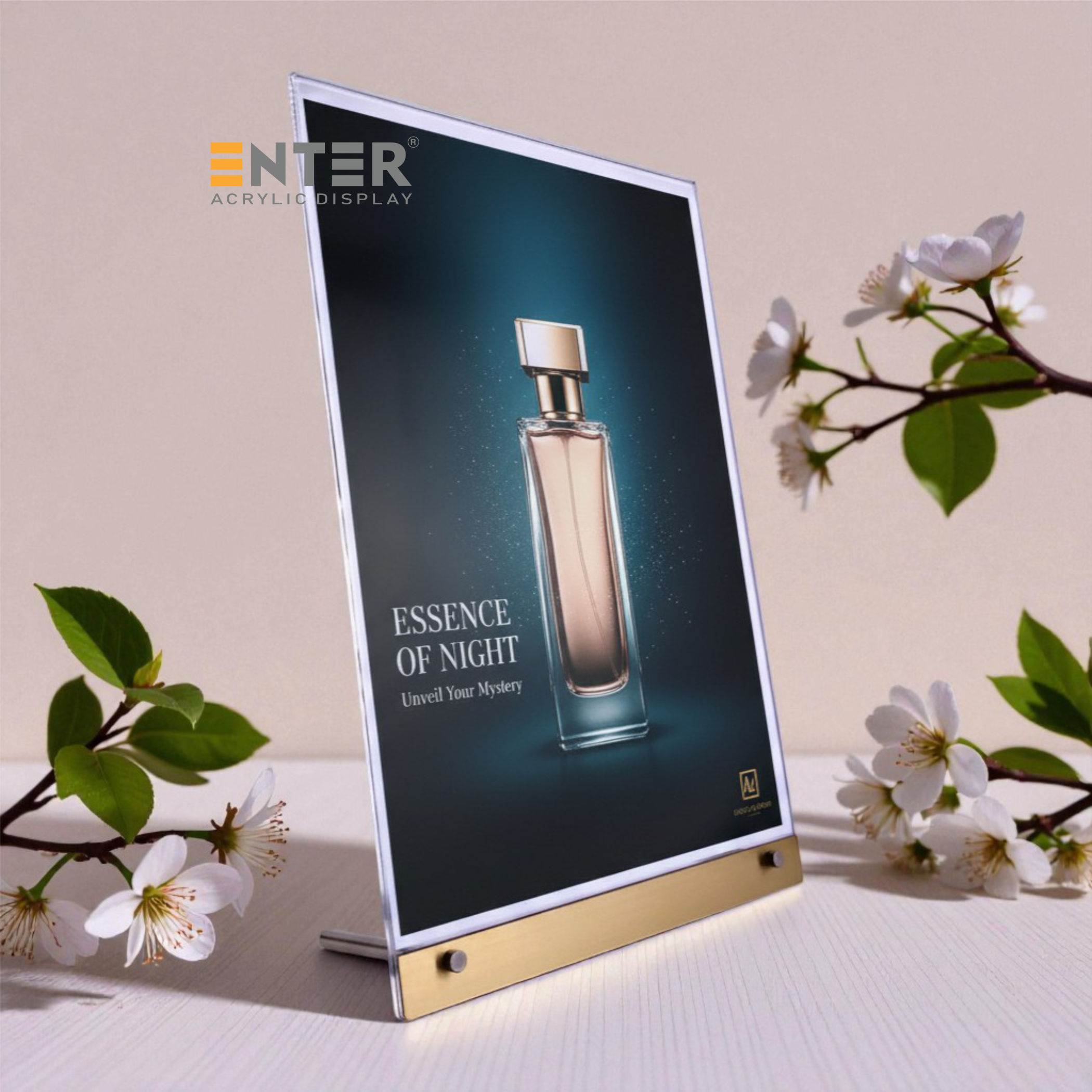 Kệ mica 1 mặt Enter E47 210x300mm liên kết bulon A4 đứng, Kệ menu nhà hàng, Standee mica để bàn, Bảng quét mã QR Code