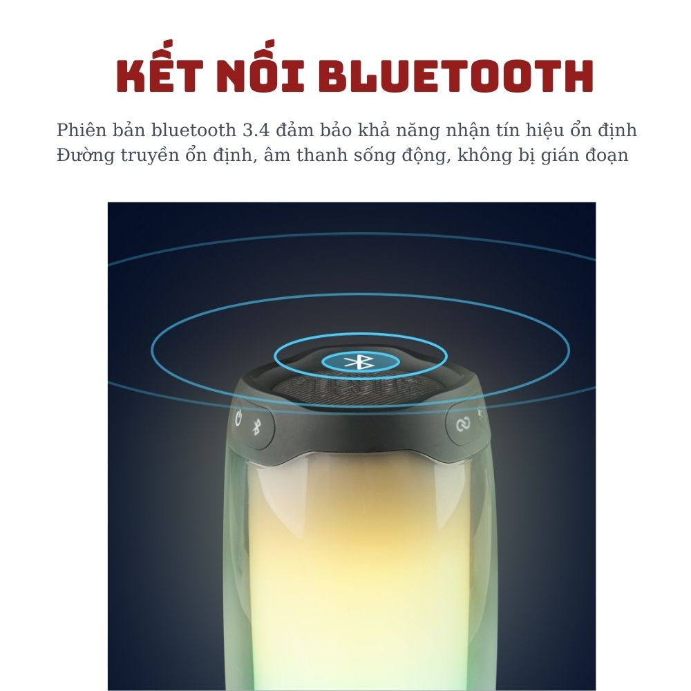 Loa bluetooth Beartek Pulse 4+ led chất lượng tuyệt vời, thiết kế kết hợp đèn LED hiện đại – Thời gian sử dụng từ 4-5h – Hàng nhập khẩu