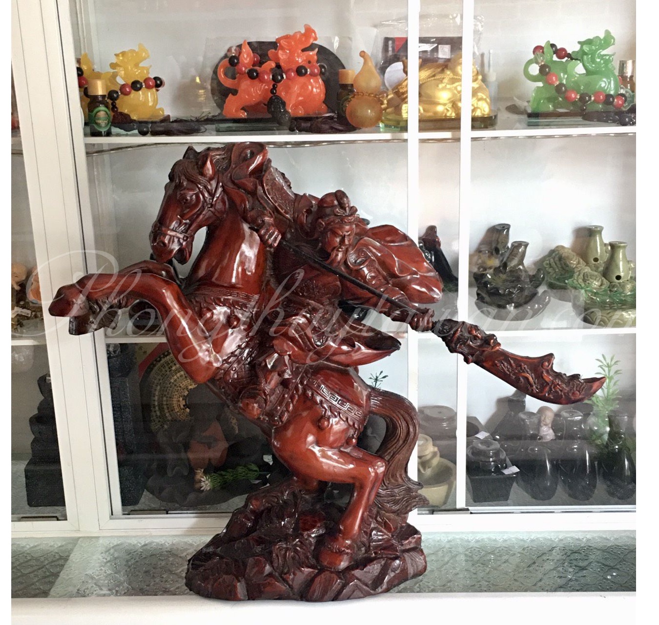 Tượng Quan Công Cưỡi Ngựa cao 52cm- trấn sát,chiêu tài