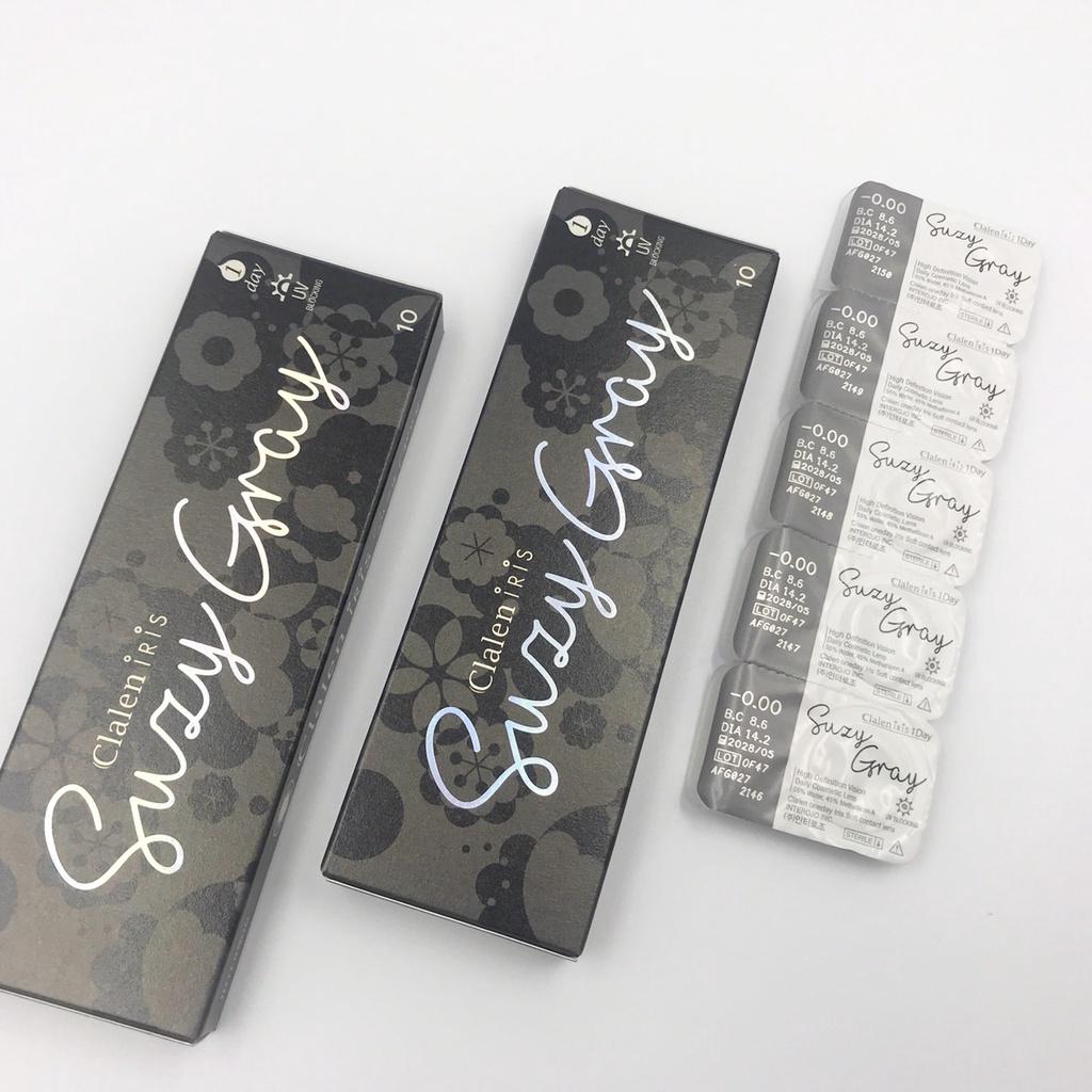 Kính áp tròng Hàn Quốc có độ Clalen Iris màu xám tự nhiên Suzy Gray dùng 1 ngày