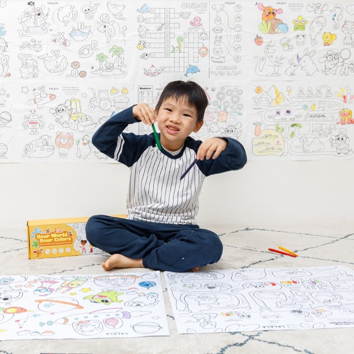 Cuộn tranh tô màu khổ lớn dài 3m, rộng 30cm : Graffiti scroll for children. Decan dán tường, cắt dán sticker cho bé