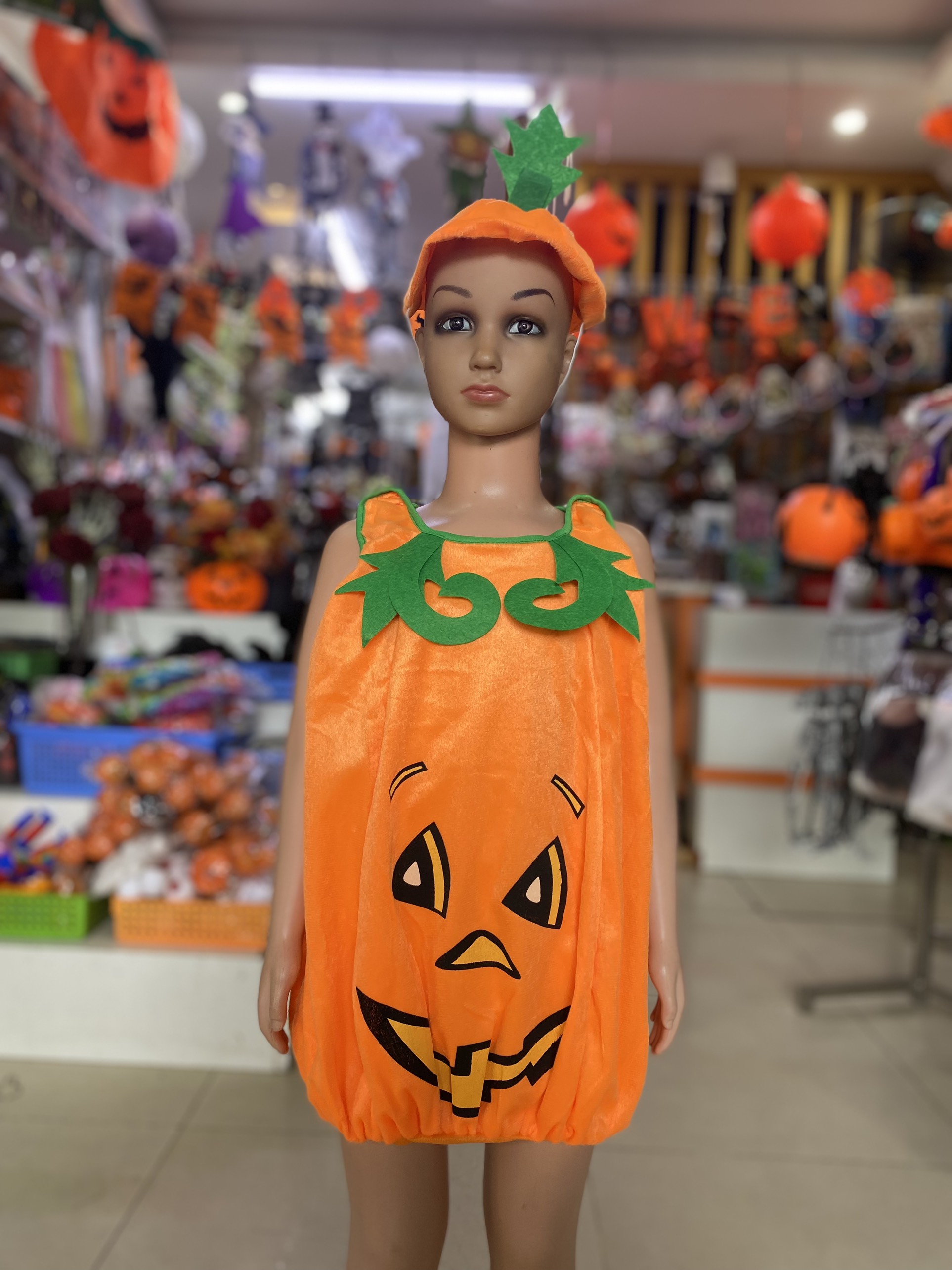 Bộ bí ngô dễ thương chun bo gấu hóa trang Halloween cho bé từ 2-4 tuổi