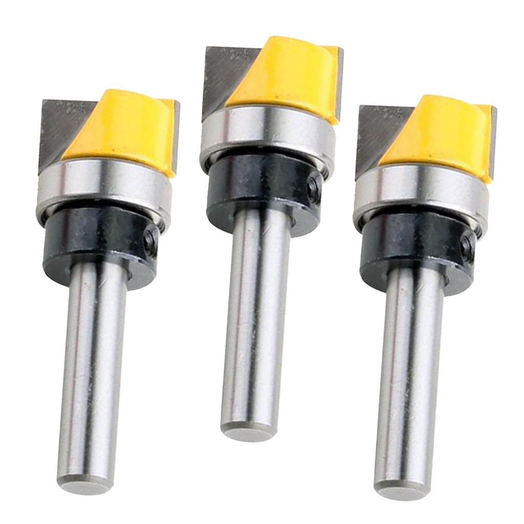 3Pcs Hinge Mortise Flush Trim Template Router Bit - 8mm Shank Woodworking