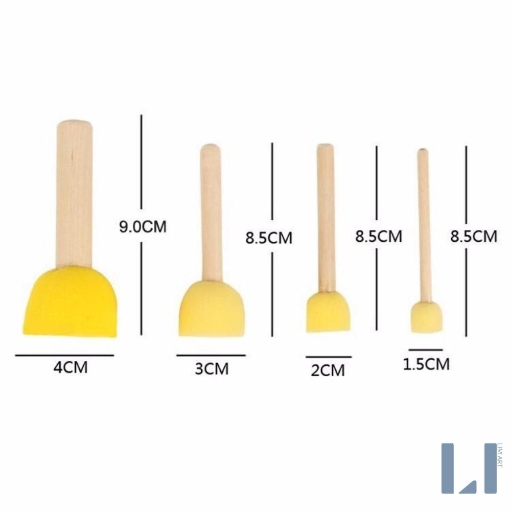 Bộ 5 cọ mút xốp cán gỗ dùng vẽ tranh - Set 5 cọ bọt biển diy