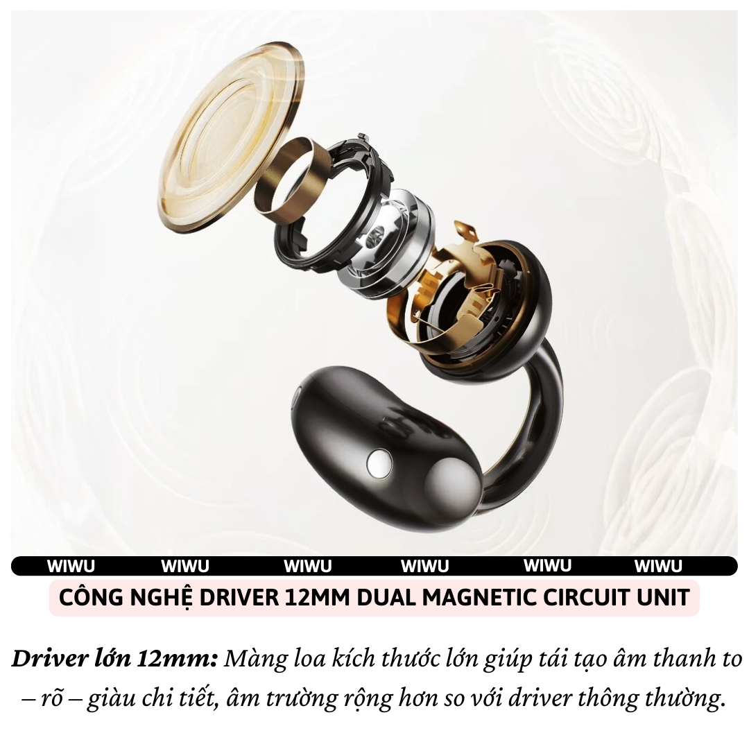 Tai nghe ENC phiên dịch Open-Ear AI RealTalk Translation bluetooth 6.0 không dây WIWU OWS Ai305 - Bluetooth 6.0, dịch thời gian thực, Âm Thanh 360°, Directional Sound Transmission, Dynamic Bass 9 &amp; Surround Sound 9 - Hàng nhập khẩu