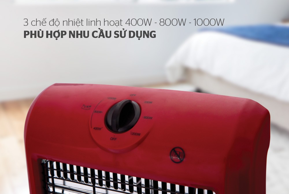 Sưởi điện 3 bóng Halogen Sunhouse SHD7016 đỏ đen - Hàng chính hãng