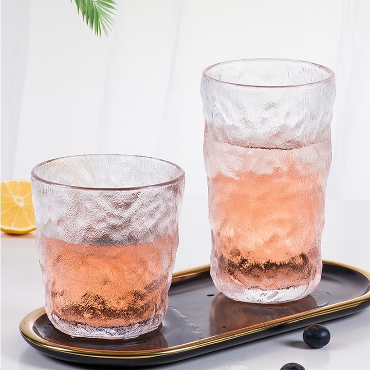 Bộ 6 Ly thủy tinh decor chịu nhiệt vân nhám phong cách Hàn Quốc Cao Cấp