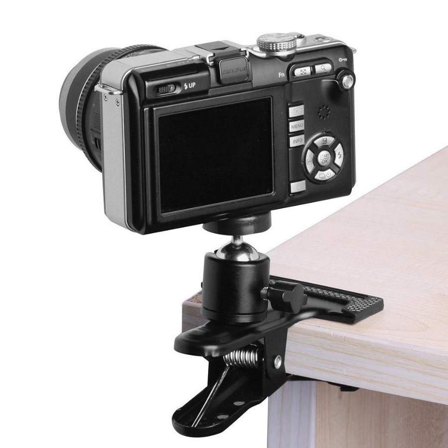 Kẹp điện thoại đa năng vào thân tripod / giá đỡ 3 chân, hoặc vào bàn ghế, cửa kính hỗ trợ livestream, chụp ảnh, quay video nhiều máy