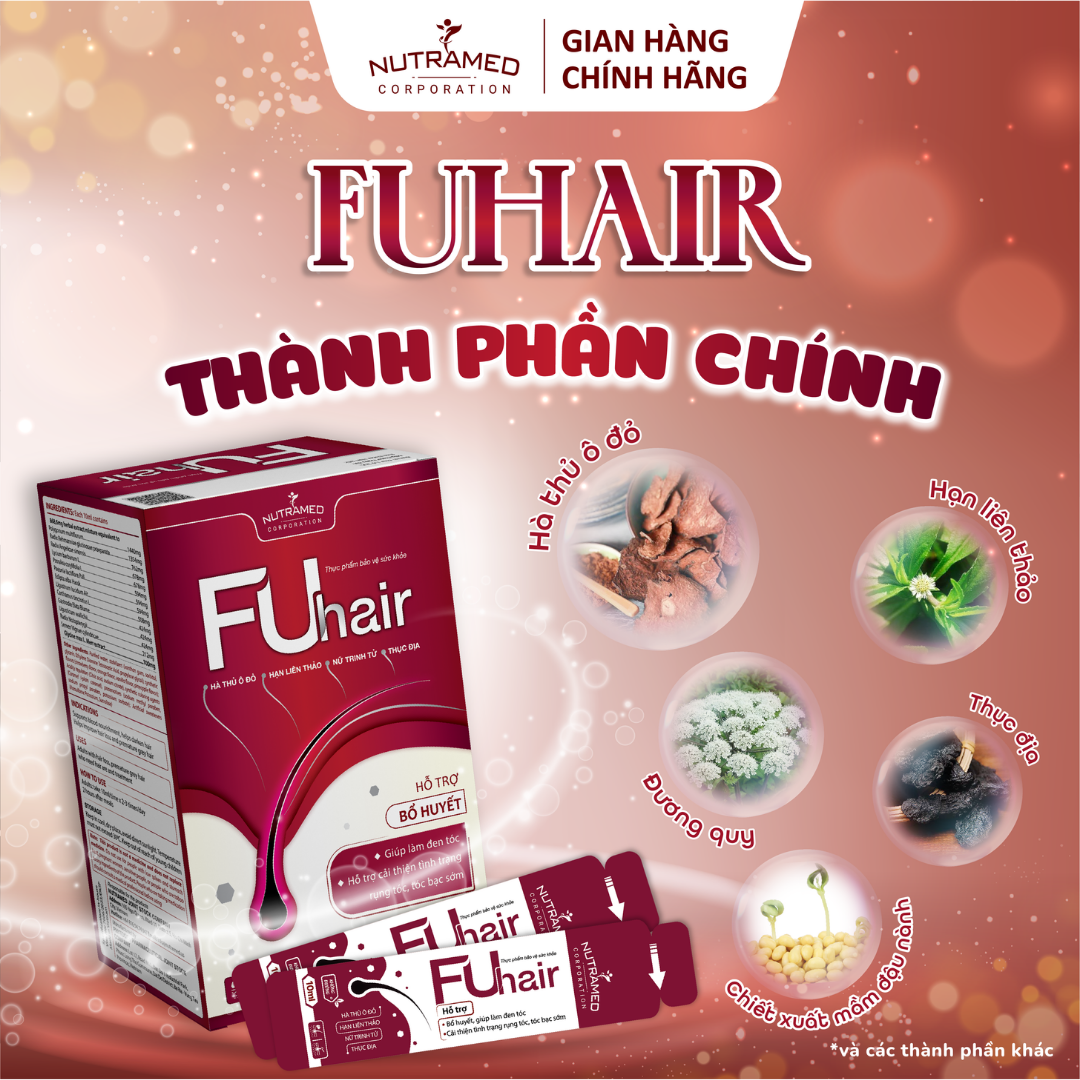 Gói uống Fuhair hỗ trợ bổ huyết, đen tóc, đẹp da cho phái đẹp (20 gói) - Nutramed