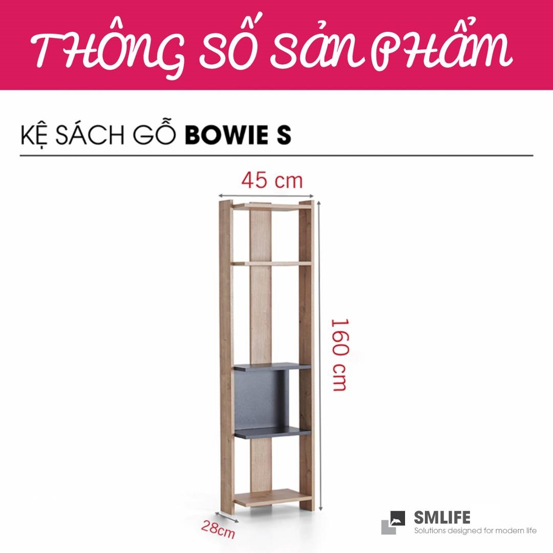 Kệ sách gỗ hiện đại SMLIFE Bowie – Size S