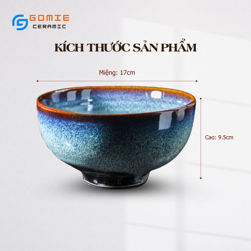 Bát Phở Cup Men Xanh Hoả Biến 17x9.5cm - Bát Phở Gốm Sứ Cao Cấp