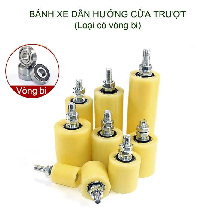 01 Bánh xe dẫn hướng cửa cổng trượt, loại có vòng bi, nhiều kích cỡ cho khách lựa chọn