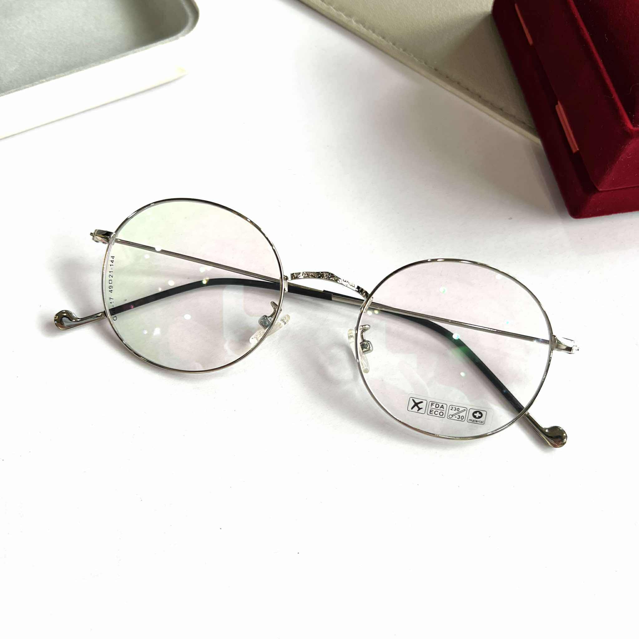 Kính mắt thời trang đi đường nam nữ dáng tròn xoe form nhỏ gọng kim loại