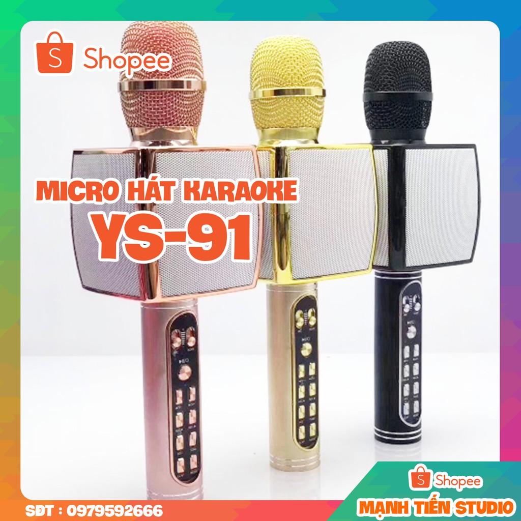 Micro bluetoooth YS91 hỗ trợ ghi âm giả giọng, hát karaoke, kiêm loa - bass chuẩn -thẻ nhớ khe