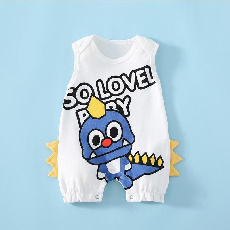 SS003 Bodysuit cho bé trai bé gái sơ sinh 0-12 tháng kiểu dáng liền thân sát nách hình thú đáng yêu