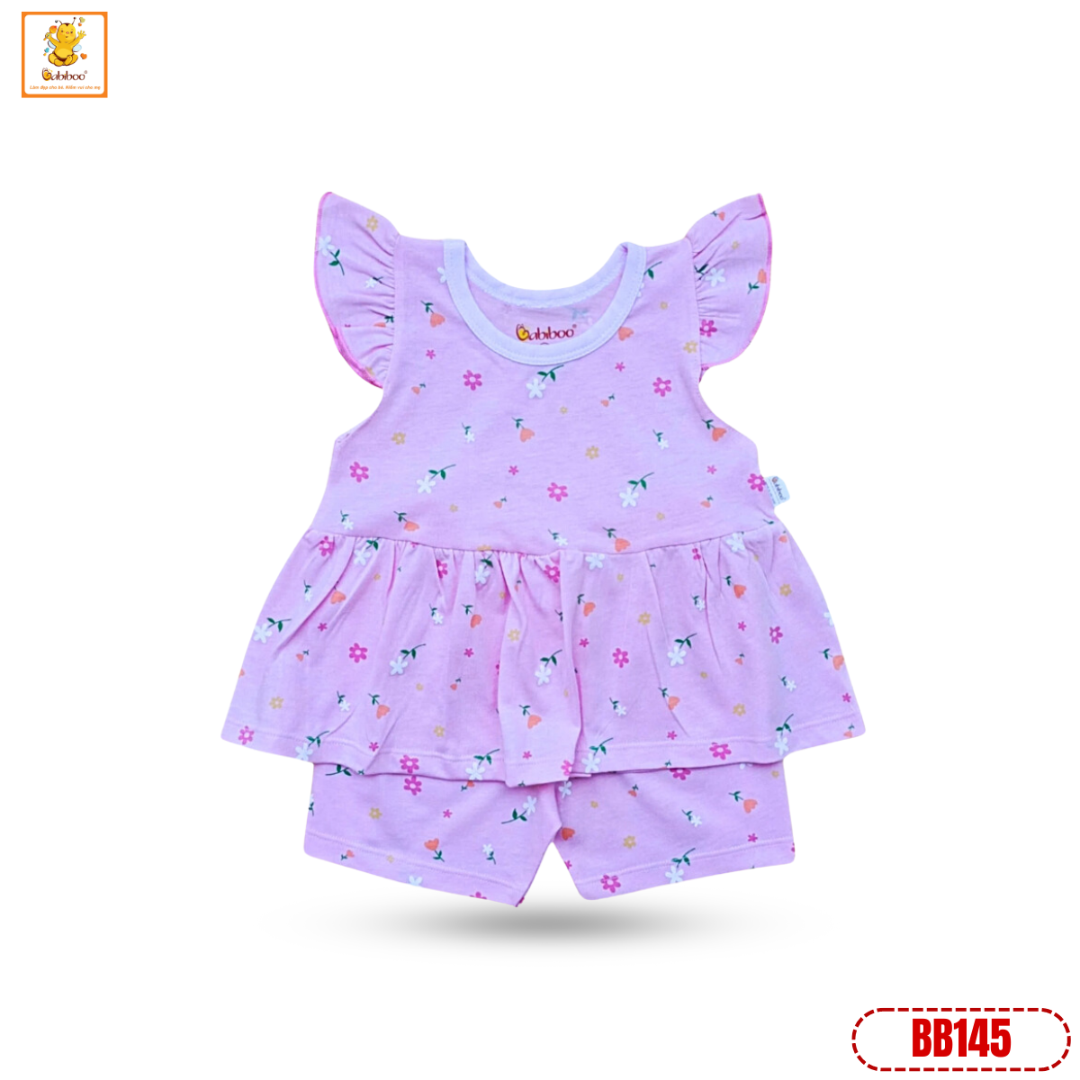 Đồ bé gái Babiboo bộ cánh tiên xinh xắn vải cotton 2 chiều BB145