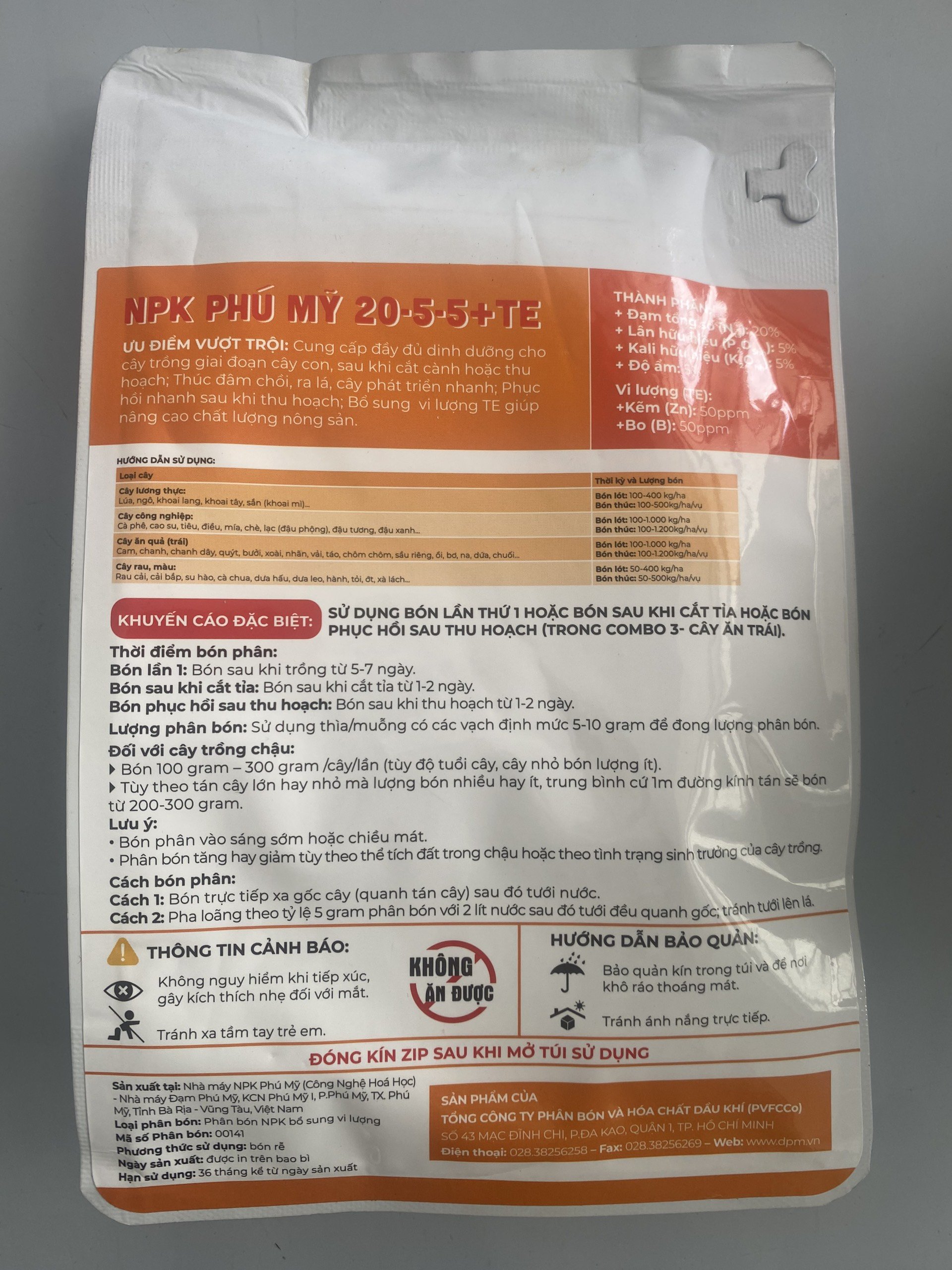 Phân Bón NPK Phú Mỹ 20-5-5 +TE | PHÂN BÓN CHUYÊN CÂY ĂN TRÁI | PHÂN BÓN