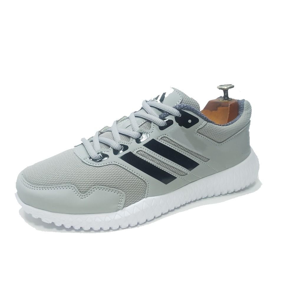 Giày thể thao nam và nữ xám sọc đen, giày nhẹ êm, có đủ size từ 35-44