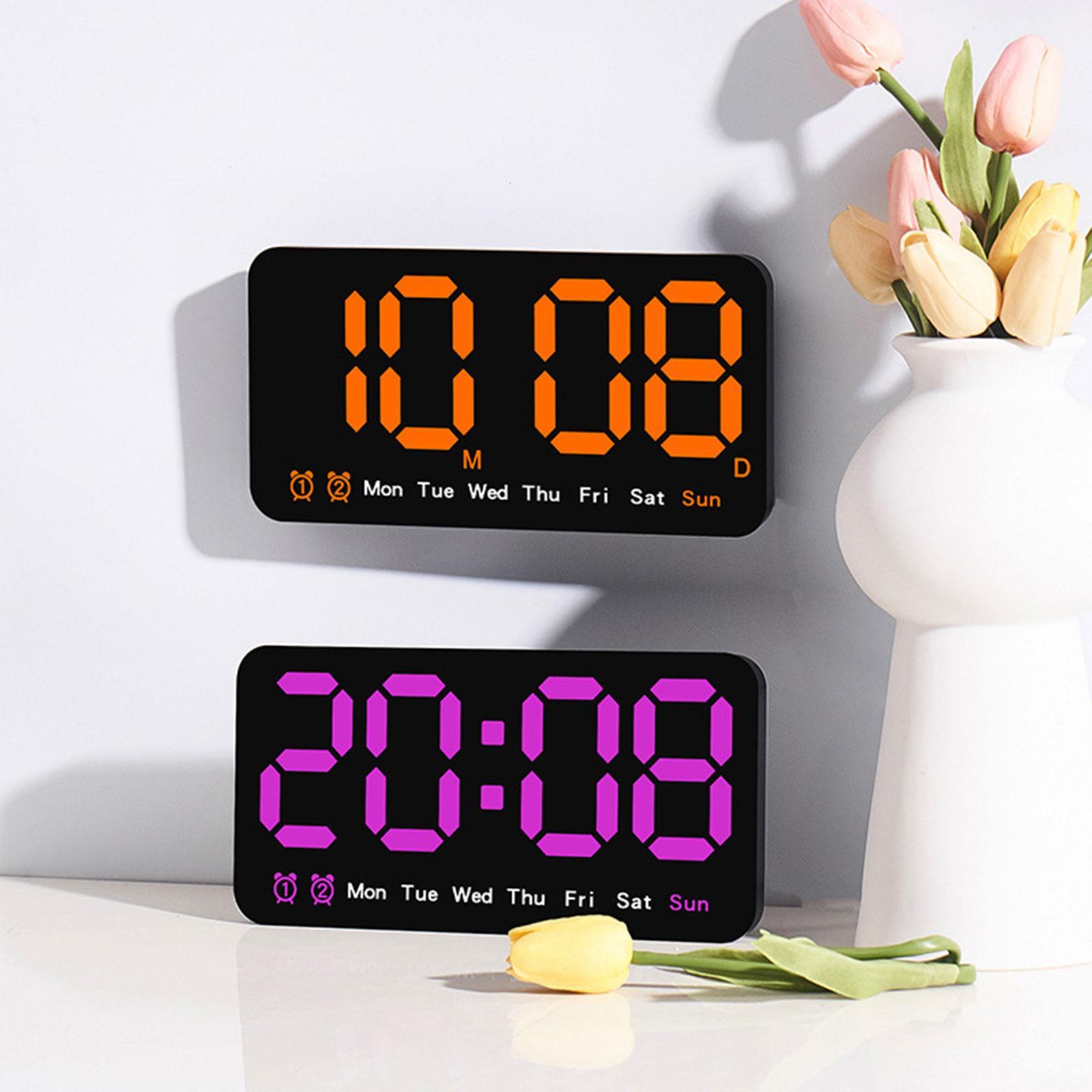 LED Desktop Alarm Clock Desk Digital Clock Table Dimmer Large LED Clocks Wall Clock Electronic Clock for Bedroom Office Adult
