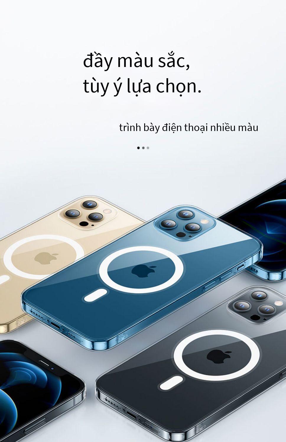 Phong cách mới nhất phù hợp với vỏ điện thoại di động từ tính MagSafe Vỏ bảo vệ trong suốt sạc không dây chống rơi 2 trong 1 iPhone13Pro