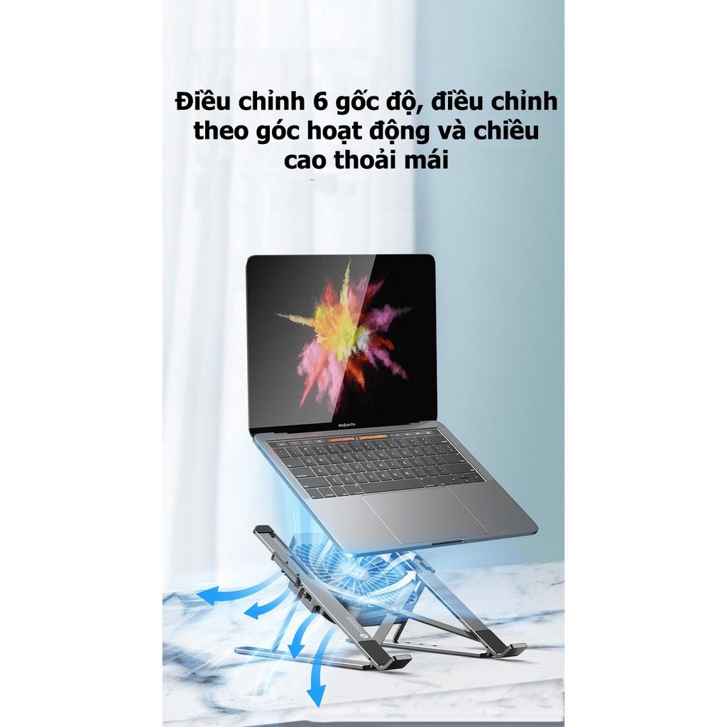 Giá đỡ laptop và máy tính bảng bằng hợp kim nhôm có quạt tản nhiệt tiện dụng