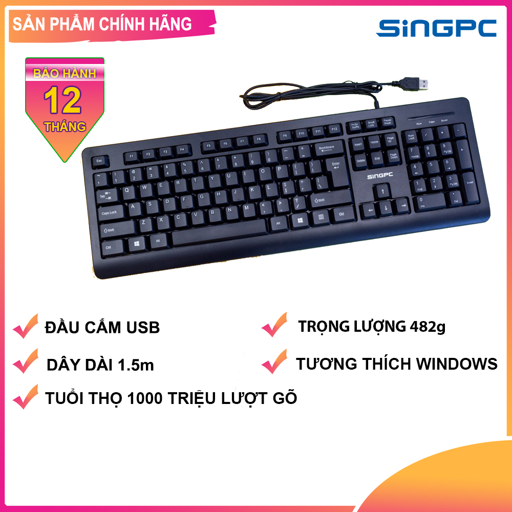 Bàn phím có dây SingPC KB-196 Hàng chính hãng