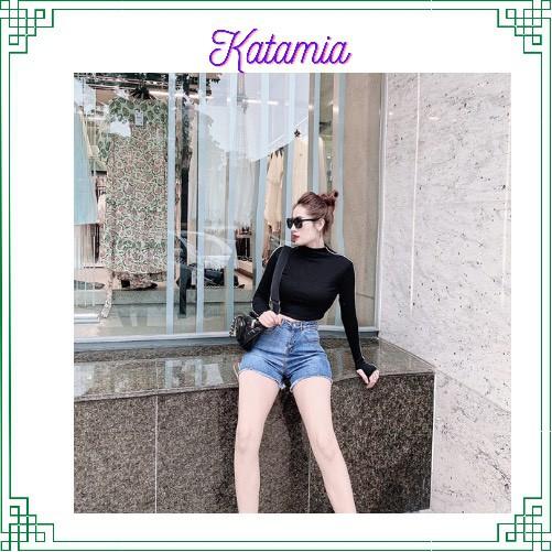 Quần đùi nữ short lưng cao quần sooc bò nữ cạp cao co dãn