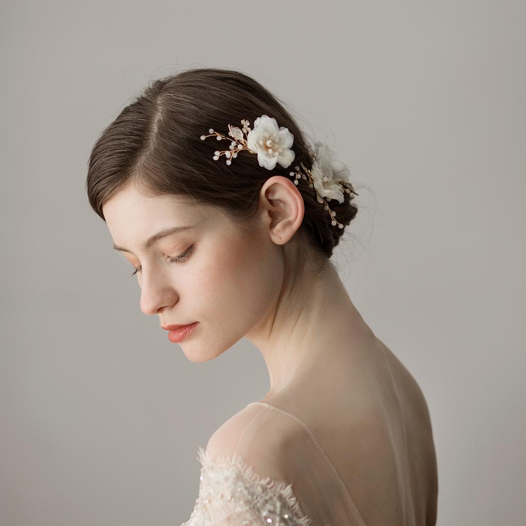 2x Flower Slide Hair Clip Hairpins Women Bridal Pearl Barrette Hair Jewelry