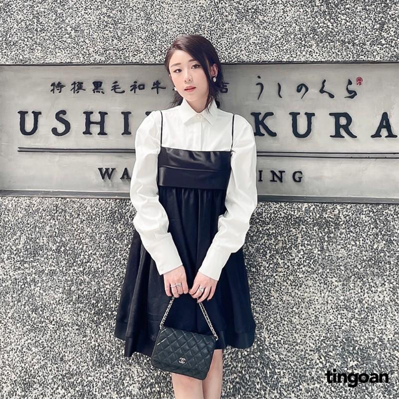 Váy hai dây phối bóng kính đen tingoan MYSTERY OF LOVE DRESS/BL